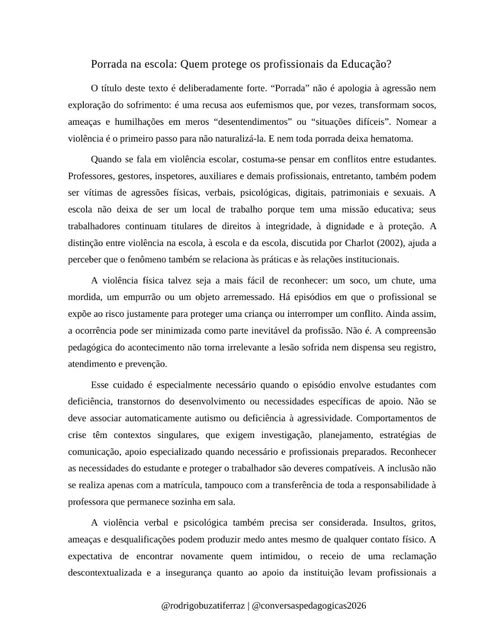 Publicação de Conversas Pedagógicas no Instagram